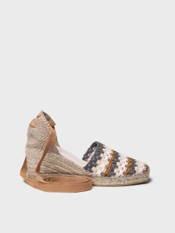 GEORGINA - Women's wedge espadrille in multicolour crochet