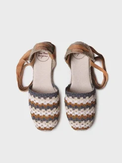 GEORGINA - Women's wedge espadrille in multicolour crochet