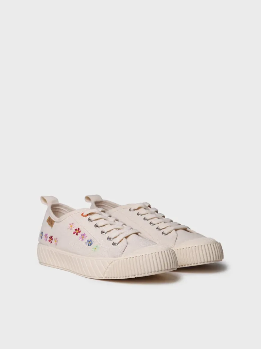 GILDA-EA - Low-top women's trainer in recycled cotton and embroidery