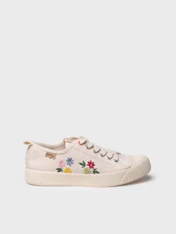 GILDA-EJ - Low-top women's trainer in recycled cotton and embroidery