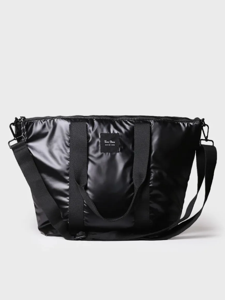 GINNY - Women's bag in padded shinny black material