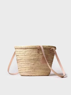 GOMERA - Wicker basket for women with leather handles