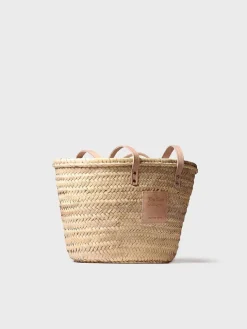 GOMERA - Wicker basket for women with leather handles