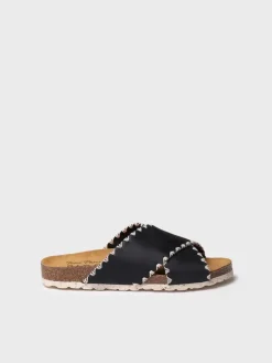 GRIT-PE - Women's BIO sandal in leather with crossed straps
