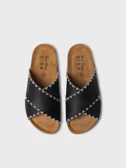 GRIT-PE - Women's BIO sandal in leather with crossed straps
