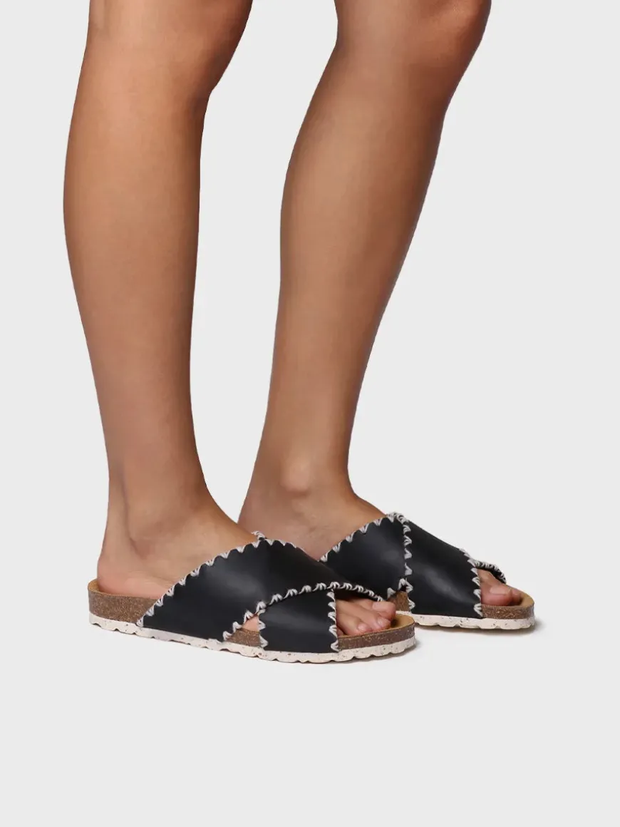 GRIT-PE - Women's BIO sandal in leather with crossed straps