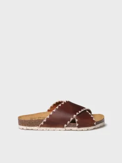 GRIT-PE - Women's BIO sandal in leather with crossed straps