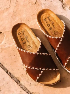 GRIT-PE - Women's BIO sandal in leather with crossed straps