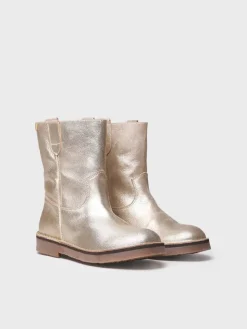 IRUN-PL - Women's leather ankle boot with silver finish
