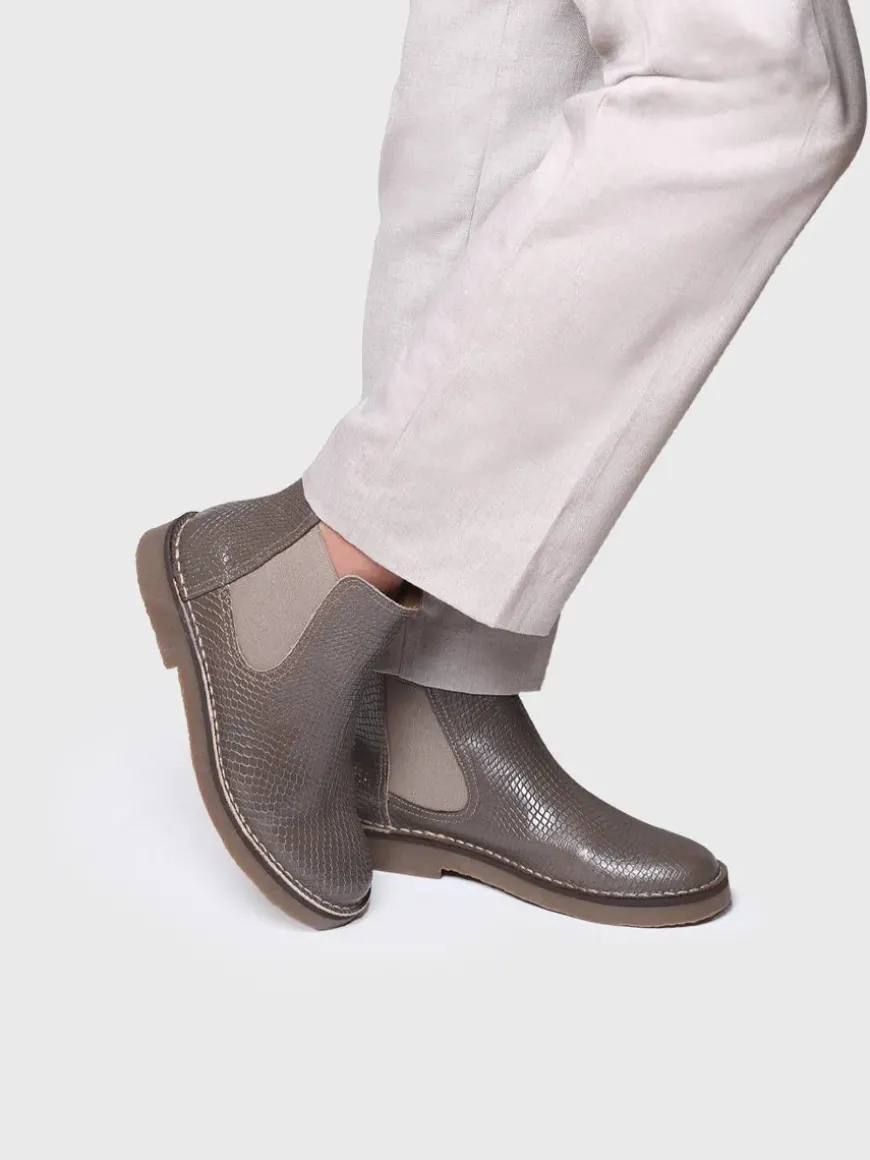 ISA-CC - Women's snake-effect leather boot in leather