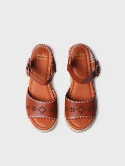 JOANA - Women's espadrille in leather with jute platform and buckle