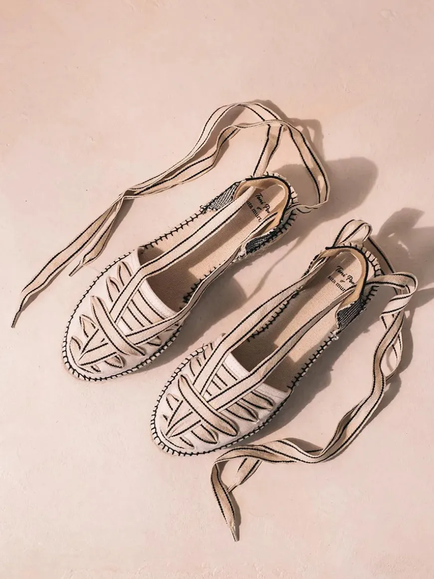 LIONETTE - Flat espadrille for women with straps - LIONETTE
