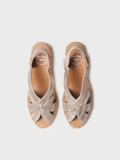 LUCIA-AS - Women's espadrille in metallic leather with wedge and elastics