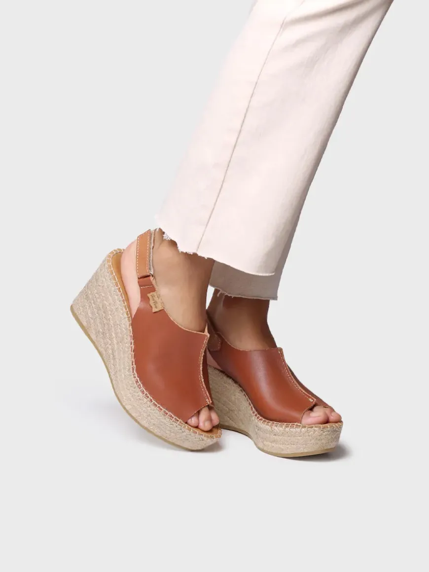 LUGANO-P - Women's leather espadrille with wedge and velcro closure