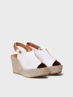 LUGANO-P - Women's leather espadrille with wedge and velcro closure