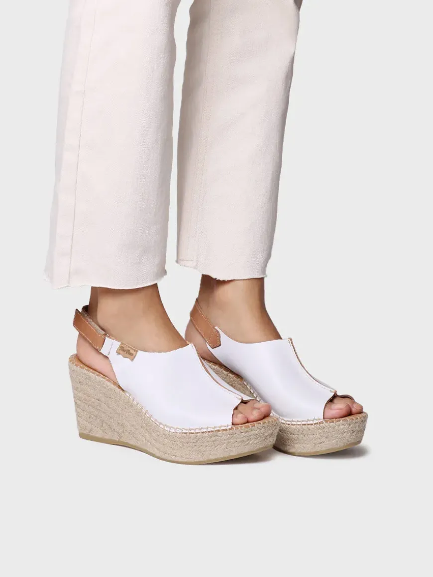 LUGANO-P - Women's leather espadrille with wedge and velcro closure