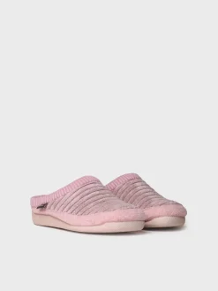 MALU-OD - Women's clog-style slipper in felt and synthetic fur
