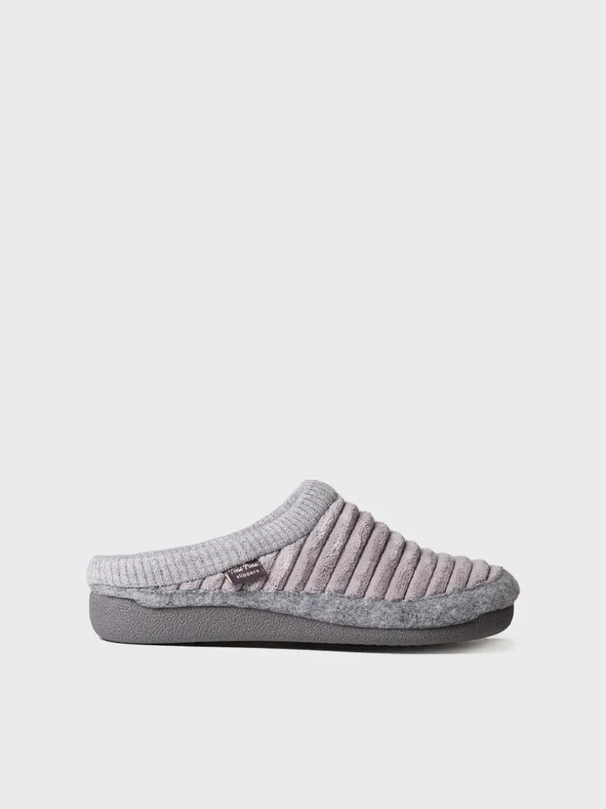 MALU-OD - Women's clog-style slipper in felt and synthetic fur