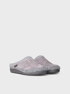 MALU-OD - Women's clog-style slipper in felt and synthetic fur