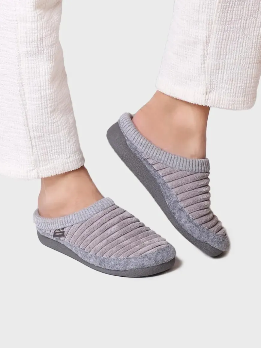 MALU-OD - Women's clog-style slipper in felt and synthetic fur