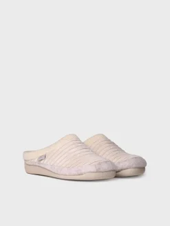 MALU-OD - Women's clog-style slipper in felt and synthetic fur