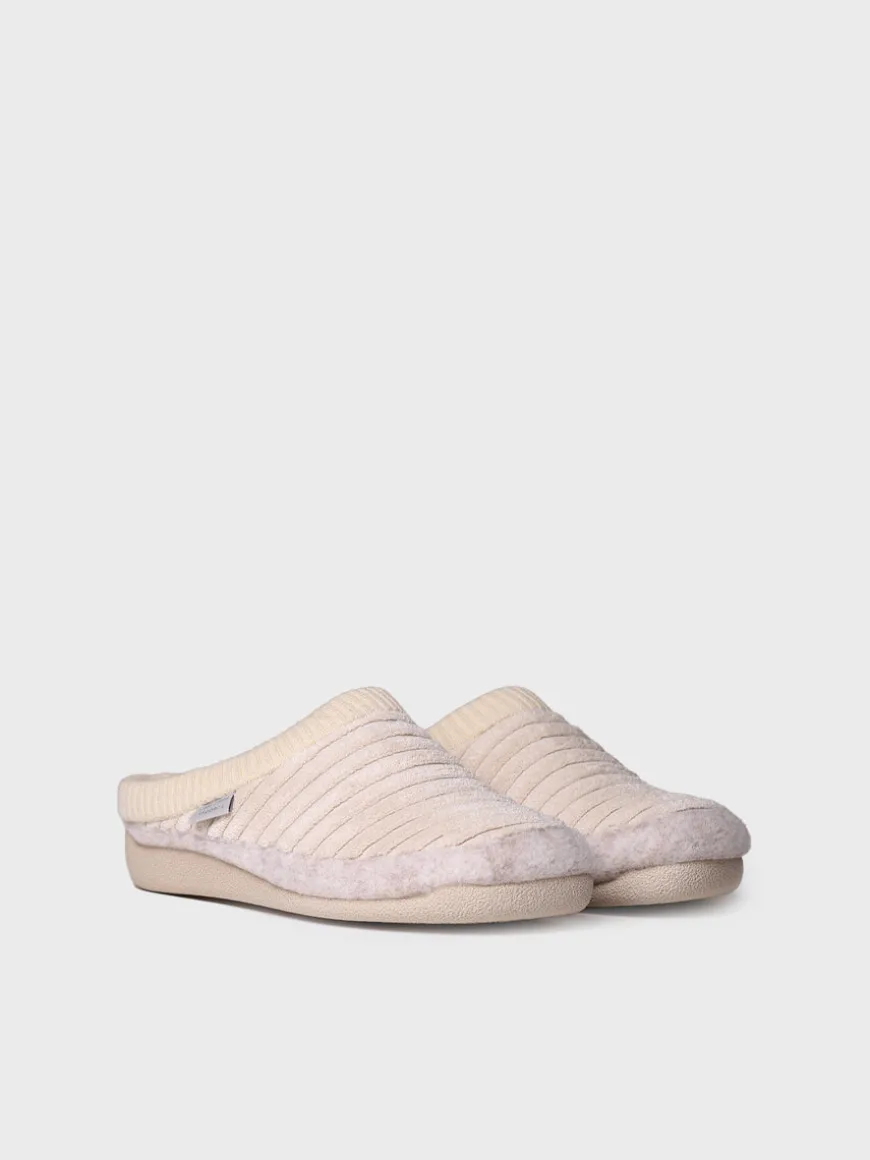 MALU-OD - Women's clog-style slipper in felt and synthetic fur