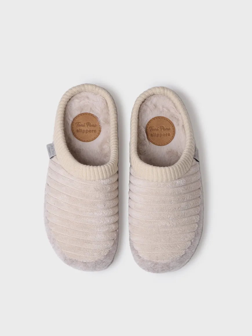 MALU-OD - Women's clog-style slipper in felt and synthetic fur