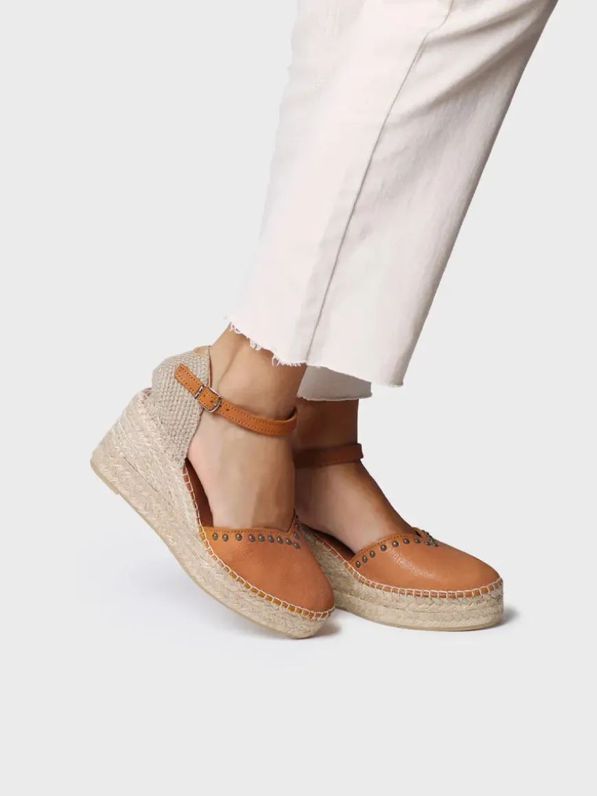 MANILA - Women's leather espadrille with wedge and studs