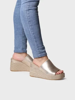 MARLENE - Women's backless espadrille in suede with wedge