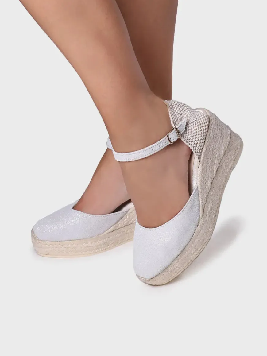 MATILDA - Split leather espadrilles with wedge for brides - MATILDA
