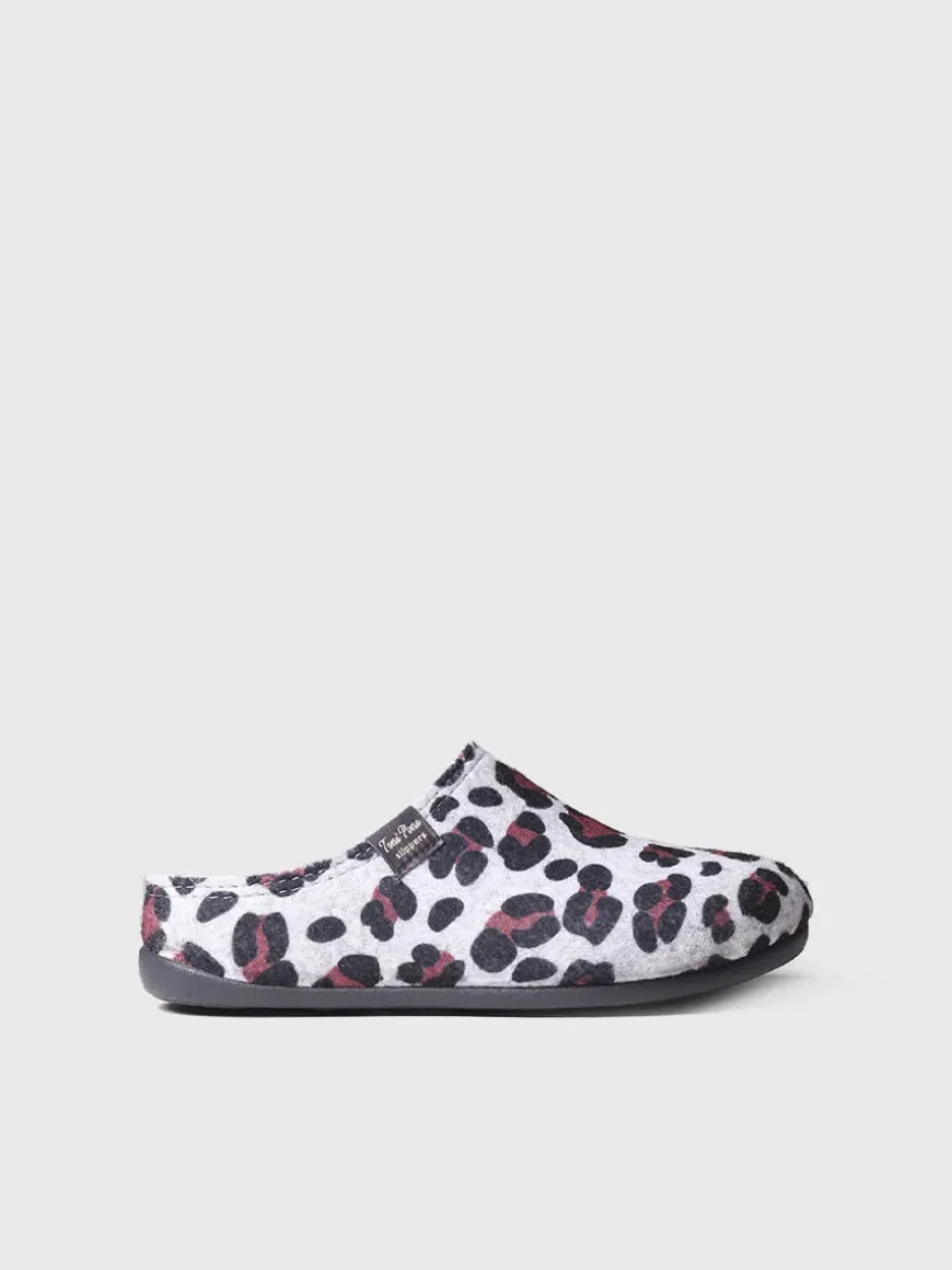 MAUI-NM - felt clog-type slipper for women with polka dots