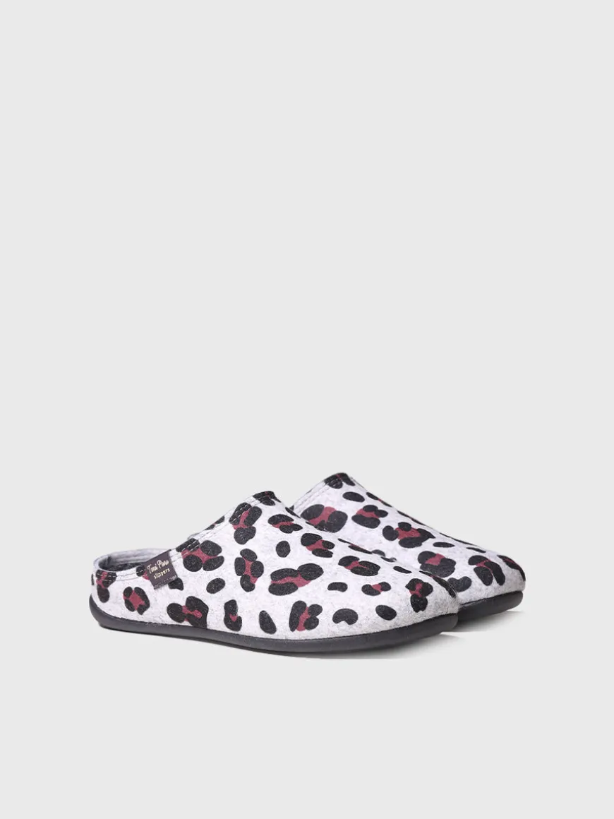 MAUI-NM - felt clog-type slipper for women with polka dots