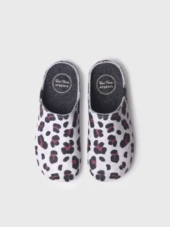 MAUI-NM - felt clog-type slipper for women with polka dots