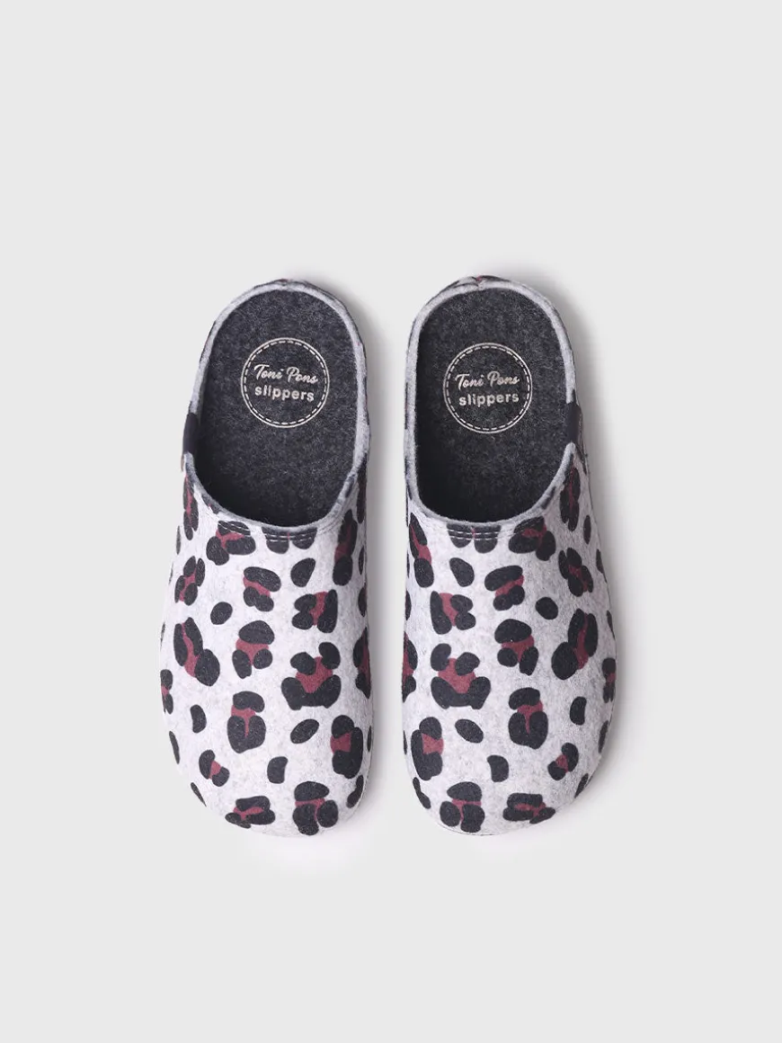 MAUI-NM - felt clog-type slipper for women with polka dots