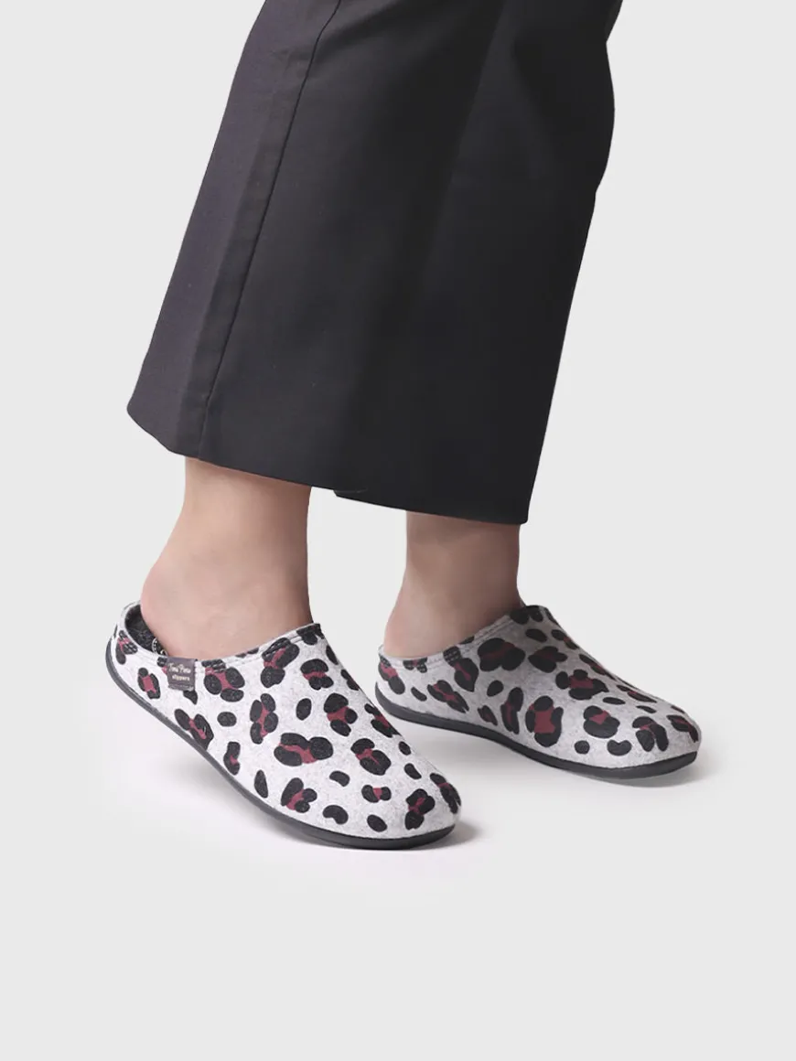MAUI-NM - felt clog-type slipper for women with polka dots