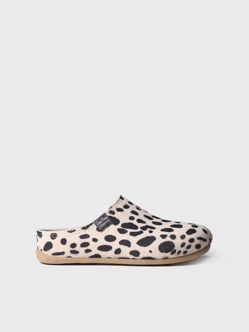 MAUI-NM - felt clog-type slipper for women with polka dots