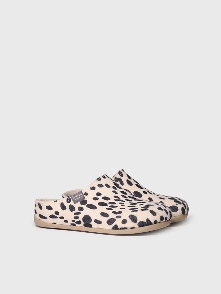 MAUI-NM - felt clog-type slipper for women with polka dots