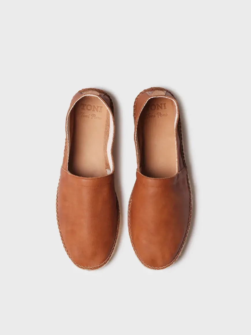 MINO - Closed men's espadrille in leather with jute sole