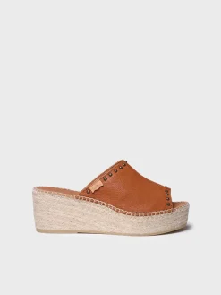 MODENA - Women's backless espadrille in leather with wedge and studs