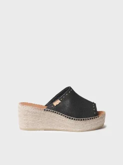 MODENA - Women's backless espadrille in leather with wedge and studs