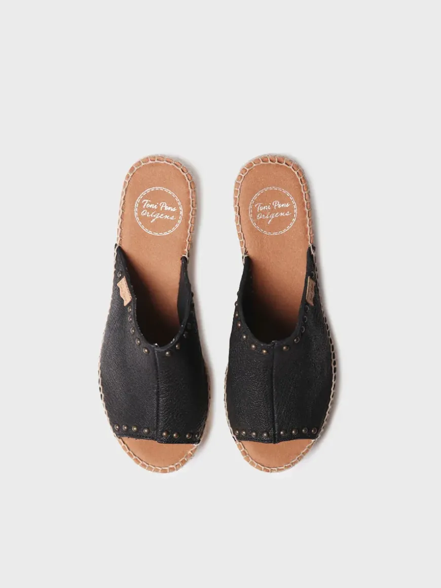 MODENA - Women's backless espadrille in leather with wedge and studs