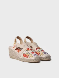 MONTJOI - Women's wedge espadrilles with multicoloured embroidery