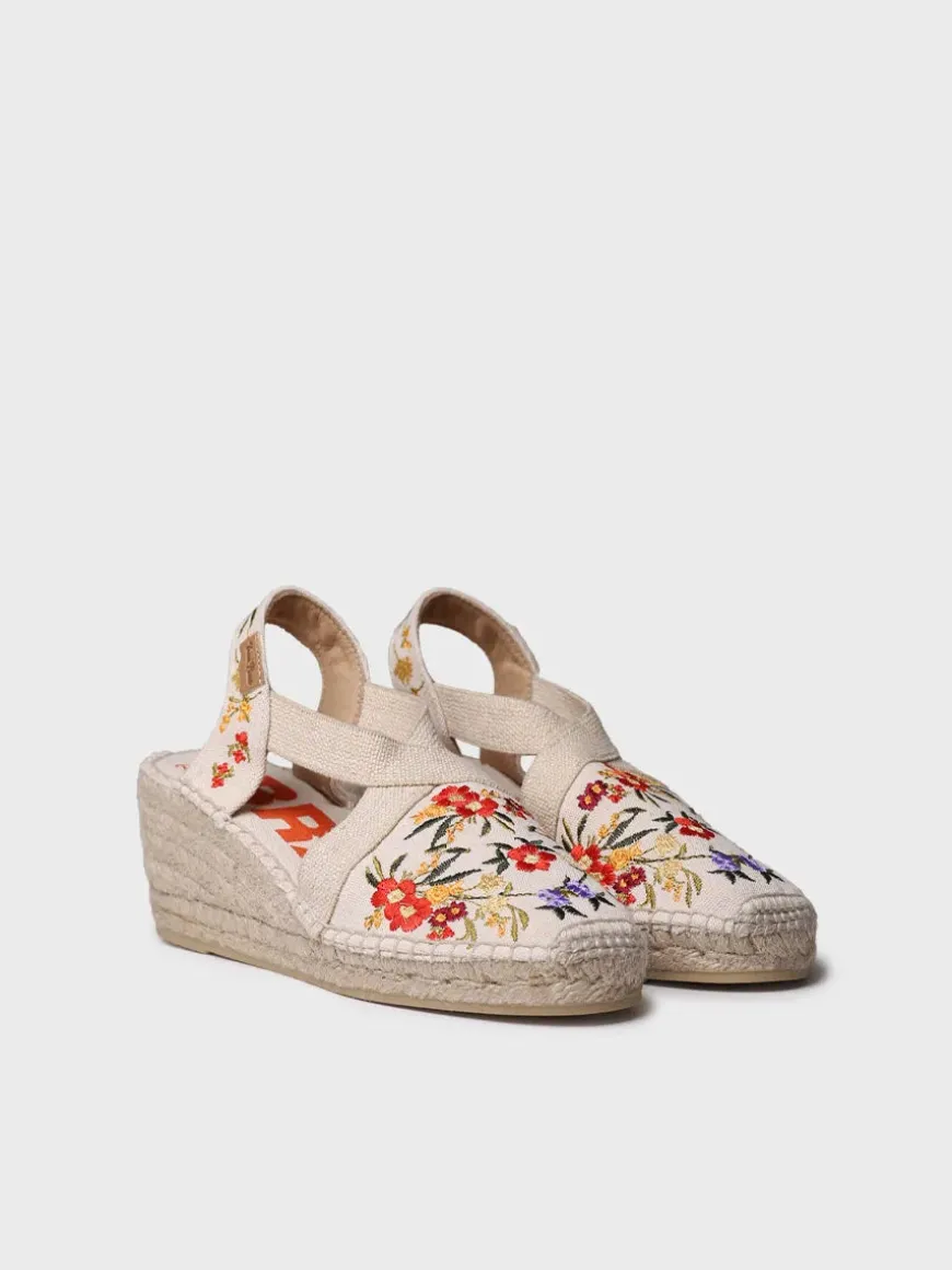 MONTJOI - Women's wedge espadrilles with multicoloured embroidery