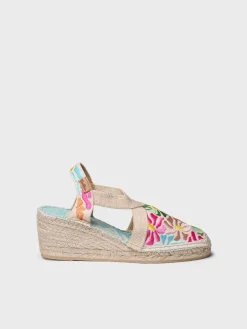 MONTJOI - Women's wedge espadrilles with multicoloured embroidery