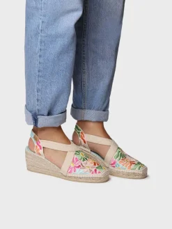 MONTJOI - Women's wedge espadrilles with multicoloured embroidery