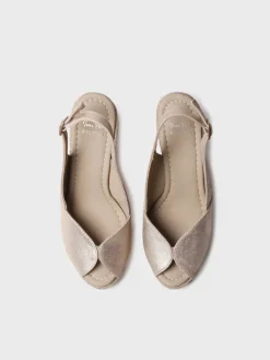 OPRAH - High women's peep toe espadrille in leather with wedge