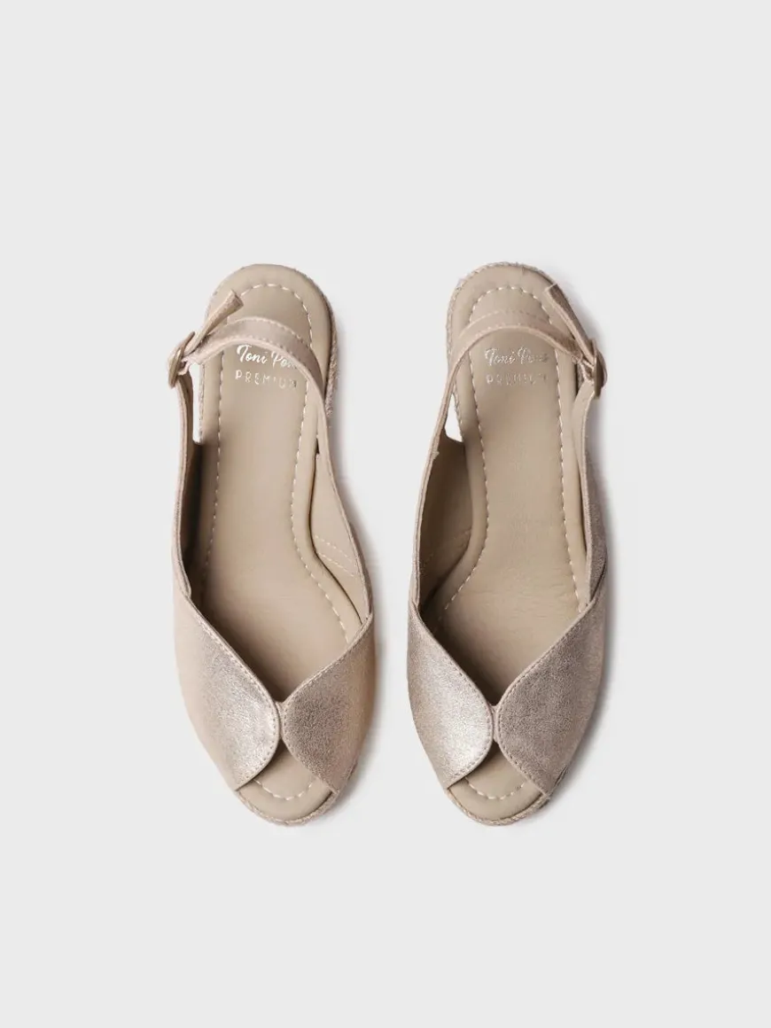 OPRAH - High women's peep toe espadrille in leather with wedge