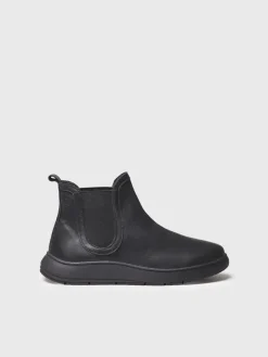 PADUA - leather bootie for women with side elastic in leather colour