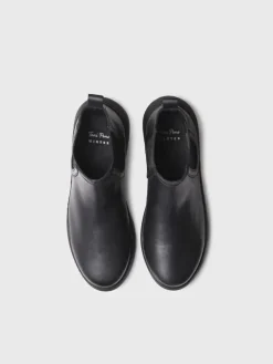 PADUA - leather bootie for women with side elastic in leather colour