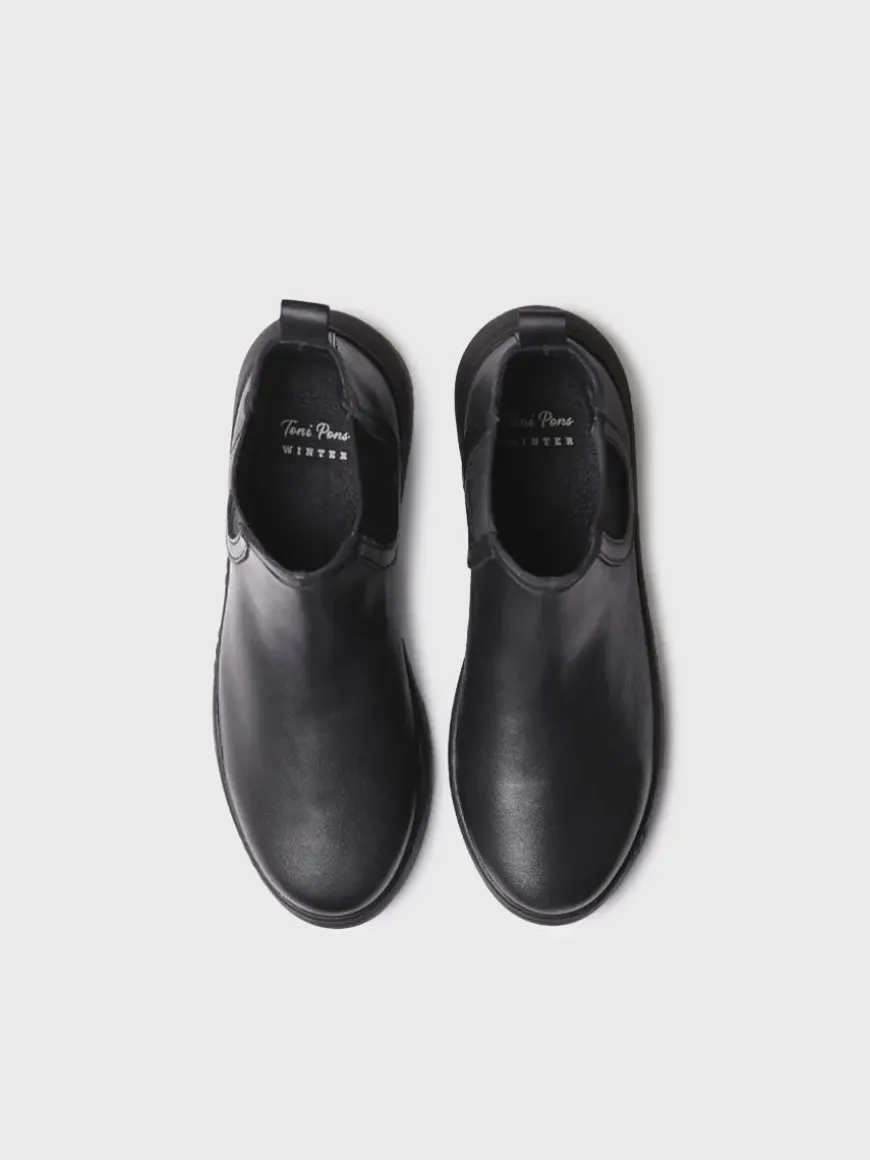 PADUA - leather bootie for women with side elastic in leather colour